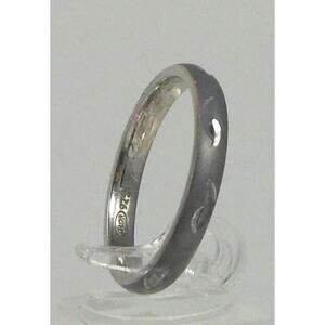 Sterling Silver Oxidized Diamond-Cut Ring Size 10, Handcrafted Vintage Patina